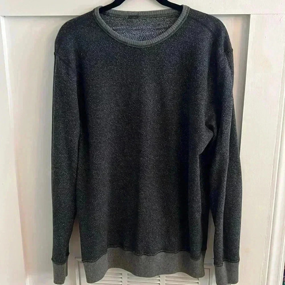 Faherty Sweater Mens Large Reversible Crew Midnight Nep Blue Gray Casual - Picture 5 of 5